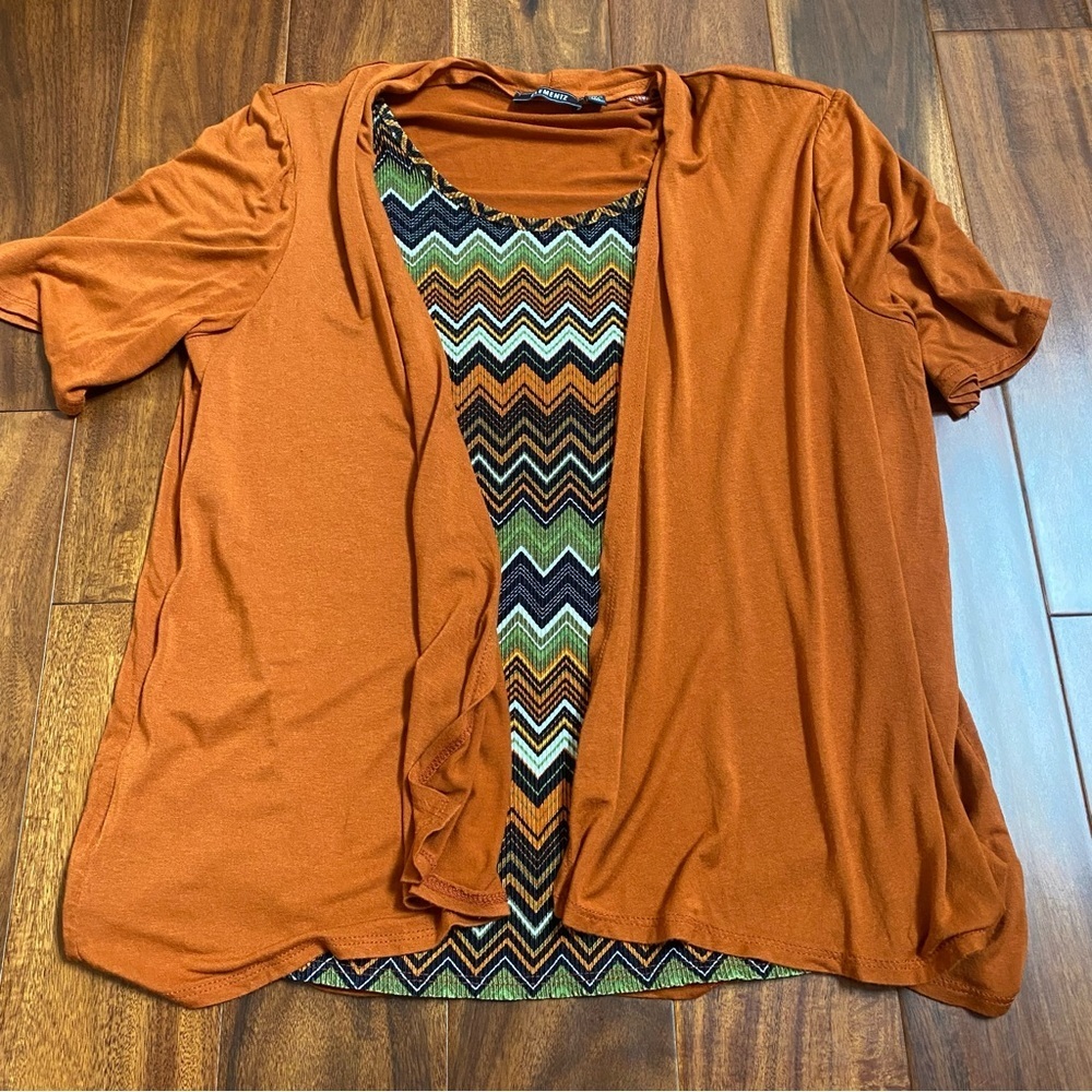 ELEMENTZ Layered Top Rust Orange w/Zig Zag Pattern Size Medium